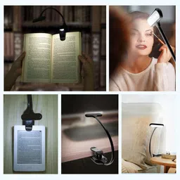 swabs Adjustable Book Reading Lamp w/Flexible Arm Lightweight Eye-Care Night Reading Clip On COB LED Book Light Study Lamp (12 cm, Multicolor) Study Lamp image 4