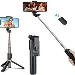 SHOP EXCITING Selfie Stick with Remote, 3-in-1 Multifunctional Selfie Stick, Tripod, Monopod Stand & Mobile Stand Compatible with All Mobile Phones Selfie Stick Bluetooth Selfie Stick-image-1