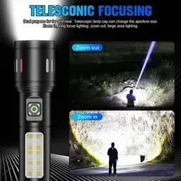 cozyfox Multi-Function LED Flashlight Telescopic Zoom Anti-Slip Design Waterproof Torch-picture-38