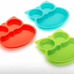 sweet hom decor Unbreakable Owl Shaped Kids Snack Serving Plate (Pack of 3)- PLASTIC image 5