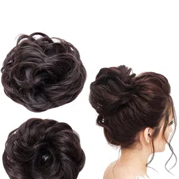 CRIBE Curly Clip-In Bun Hair Extension - Black - 6 Inch image 1