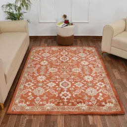 presto Orange Vintage Polyester 5 x 7 Feet Machine Made Carpet image 1
