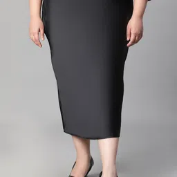Oxolloxo Plus Size Satin Pencil Midi Skirts image 1