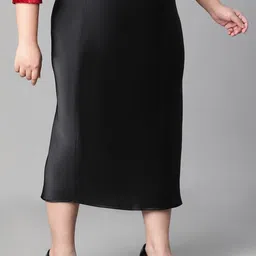 Oxolloxo Plus Size Satin Pencil Midi Skirts image 2