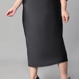 Oxolloxo Plus Size Satin Pencil Midi Skirts image 3