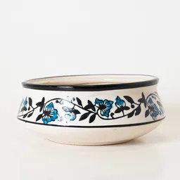 kalakriti Ceramic Serving Bowl Blue Floral Motifs Donga | Dahi Handi, Serving Pot, Biryani Donga 250ml-picture-40