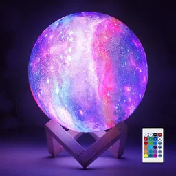 Battery Operated Galaxy Moon Lamp|16 Colors options |Touch and Remote Controlled Night Lamp-image-11