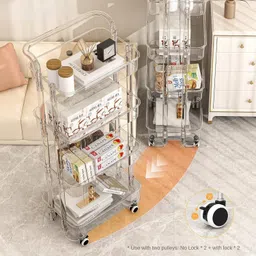 hiki ziki Transparent 4 Layer Trolly, Acrylic Trolley Organizer, Modern Trolley Racks Plastic Kitchen Trolley image 4