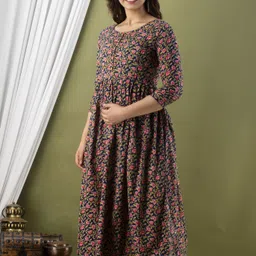 naarivastraam Printed Pure Cotton Stitched Flared/A-line Gown image 3