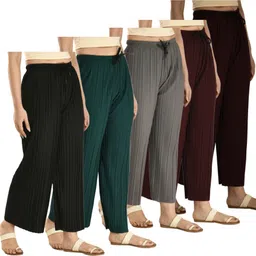 abd store Pack of 5 Women Regular Fit Multicolor Lycra Blend Trousers-picture-13