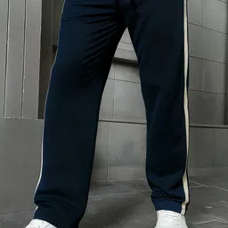 nftrendlyy Men Solid Dark Blue Track Pants image 3