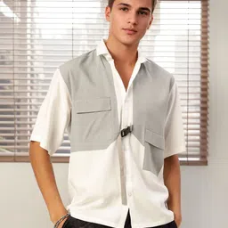 szn Men Regular Fit Color Block Slim Collar Casual Shirt-picture-11