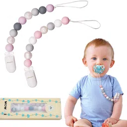 hasthip 2Pcs Pacifier Chain with Pacifier Clips, Baby Teether Holder Belt Pacifier Clip Teether-picture-27