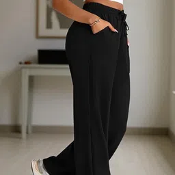 iuga Women Solid Black Track Pants image 3