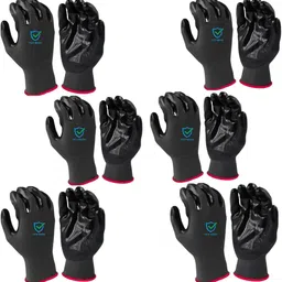 tick mark 3Pair Black Nylon Hand Safety Gloves Anti Cut Resistant For Rubber Coated Gloves NylonSafety Gloves-picture-14