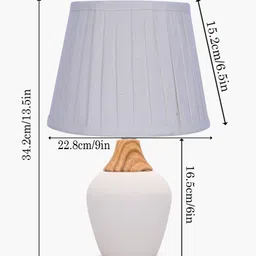 homesake Modern Ceramic Table Lamp with Fabric Shade, White Pottery Design Khadi Frill Table Lamp image 3