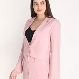 chkokko Women Solid Single Breasted Formal Blazer image 2