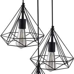 homesake Black Hanging Light 3Diamond Cluster-Modern Ceiling Pendant Light for Home Decor Ceiling Light Ceiling Lamp image 3
