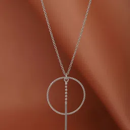 Carlton London 925 Sterling Silver Circle and Bar Pendant & Chain with Rhodium Plating image 1