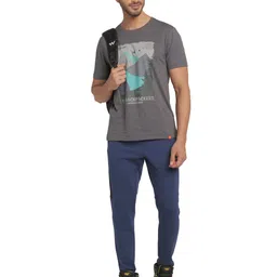 Wildcraft Men Navy Blue Typography Printed Cotton Track Pant image 2