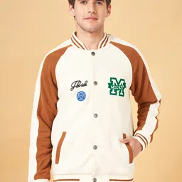 Urban Ranger by pantaloons Colourblocked Mock Collar Front-Open Sweatshirt image 1