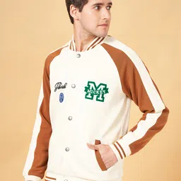 Urban Ranger by pantaloons Colourblocked Mock Collar Front-Open Sweatshirt image 3