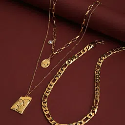 SOHI Set Of 3 Gold-Plated Designer Pendant With Chain-picture-17