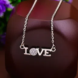 Pissara by Sukkhi 925 Sterling Silver Silver-Plated CZ-Studded Pendant With Chain-picture-30