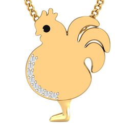 KUBERBOX Hen 18KT Gold Diamond-Studded Pendant-1.66gm-picture-23