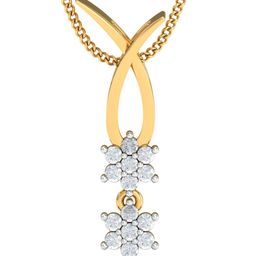 KUBERBOX 18KT Gold Diamond-Studded Double Spark Pendant- 0.9 gm-image-60