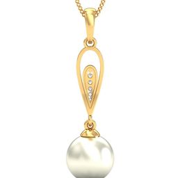 KUBERBOX Shirin 18KT Gold Diamond-Studded Pearl Pendant - 1.593g-image-68