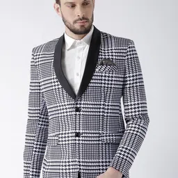 Hangup Men Black & White Checked Single Breasted Formal Blazers-picture-16