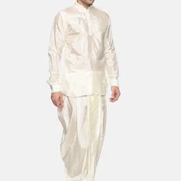 Sethukrishna Men Cream-Coloured Kurta with Pyjamas-picture-11