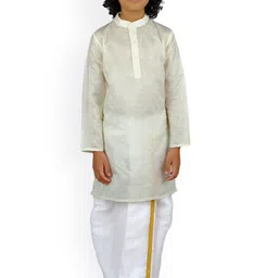 Sethukrishna Boys Cream & White Coloured Kurta with Dhoti Pants image 1