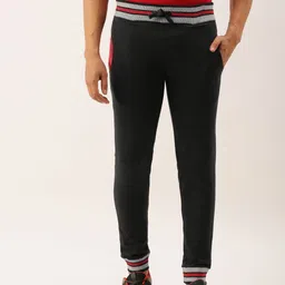 Campus Sutra Men Charcoal Grey Pure Cotton Solid Joggers-image-5