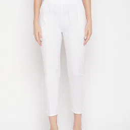 Clora Creation Women Smart Mid Rise Easy Wash Cotton Cropped Cigarette Trousers-picture-18