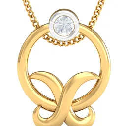 KUBERBOX Tulip Trendy 18KT Gold Diamond Studded Pendant-1.19gm-picture-41