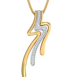 KUBERBOX Drifty Lines 18KT Gold Diamond-Studded Pendant- 1.53 gm-picture-40