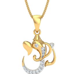 KUBERBOX 18K Gold Diamond Studded Ganesha Pendant-1.19 g-picture-39