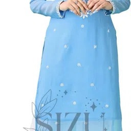 sizu Women Chikan Embroidery Georgette A-line Kurta-picture-18