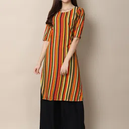 7threads KALINI Women Pack Of 2 Black & Red Geometric Printed Crepe Kurta image 2