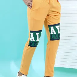 HIGHLANDER Men Yellow & Green Typography Printed Track Pant image 2