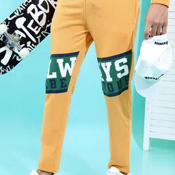 HIGHLANDER Men Yellow & Green Typography Printed Track Pant image 3