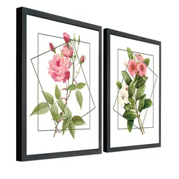 Art Street White and Pink Set of 2 Rose Painted Framed Wall Art image 2