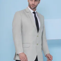 favoroski Men Solid Single Breasted Formal Blazer image 3