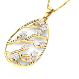 KUBERBOX Bloom 18KT Gold Diamond-Studded Enamel Pendant 1.6 g image 4