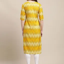 7threads KALINI Women Multicoloured Geometric Printed Thread Work Block Print Handloom Crepe Kurta image 5