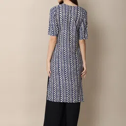 7threads KALINI Women Pack Of 2 Black & Burgundy Geometric Printed Crepe Kurta image 5