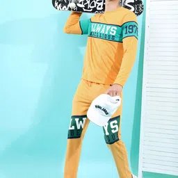 HIGHLANDER Men Yellow & Green Typography Printed Track Pant image 5