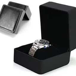 augen Premium Watch Box for Travel | Single Slot Vegan Leather (BlackWhite) Watch Box-picture-22